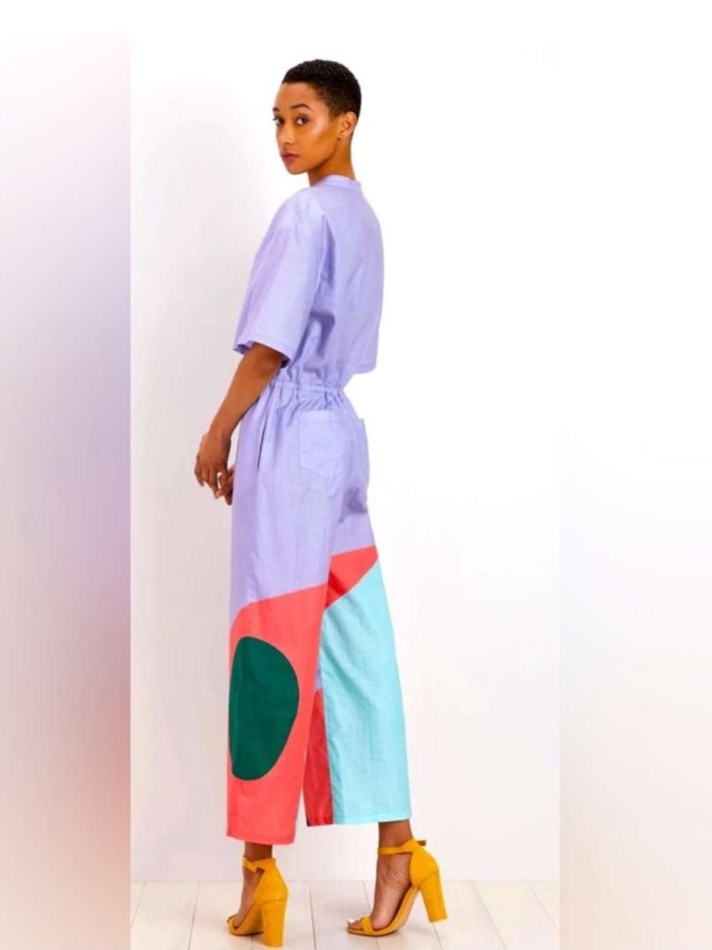 The Kit. Jumpsuit Issa Wide Leg in Lilac Cut Paper Colorblock - Picture 3 of 6